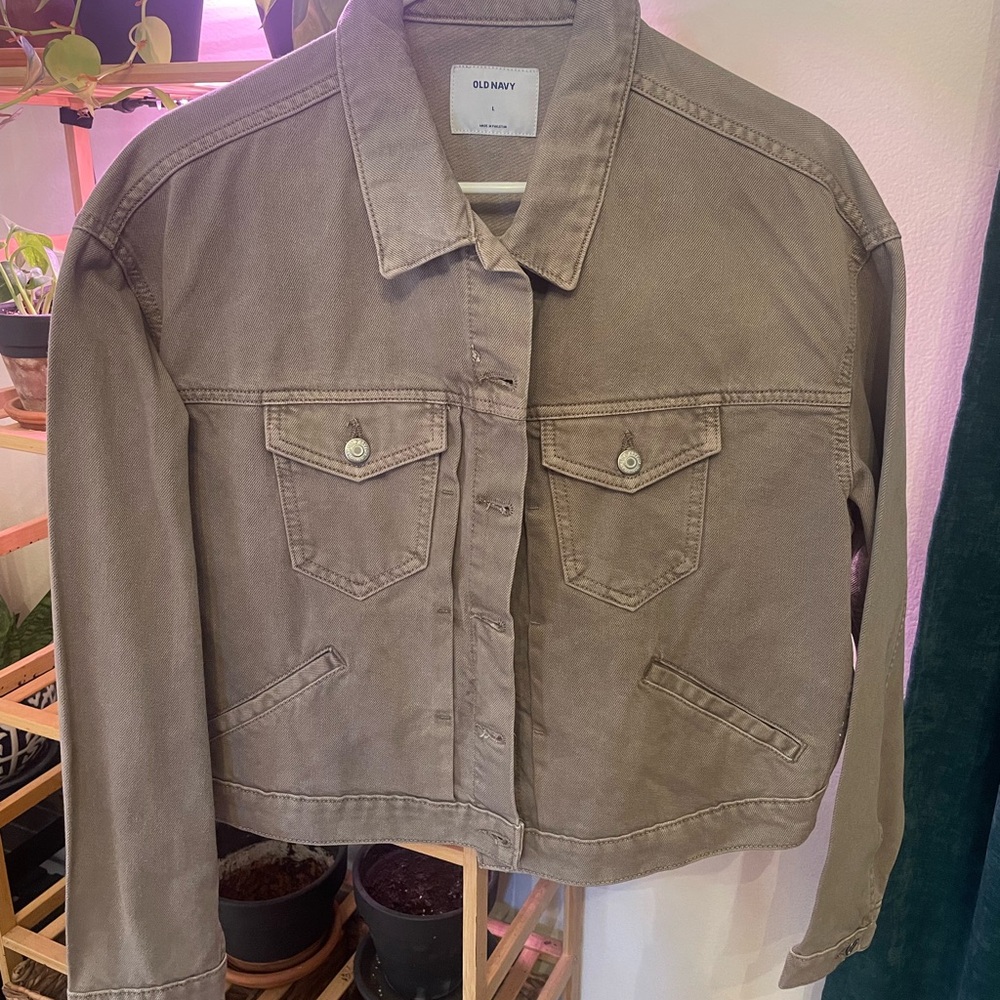 Old Navy Tan Jean Jacket Cropped Denim Style